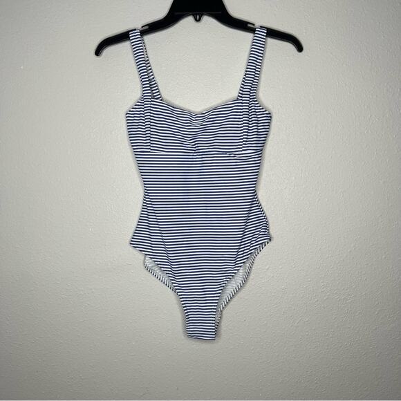 New Sea Level Australia Blue White Stripe Square Neck Swimsuit Women's Size 4 - Picture 1 of 6